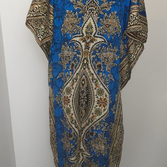 Floral Print Long Caftan Tunic Maxi - Picture 2 of 5